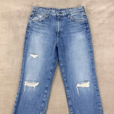 BIG STAR Jeans Women’s 32 Blue High Rise Distressed Straight Leg Baggy Loose