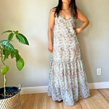 Lulus green floral tiered backless maxi dress Medium boho strappy dreamy romance