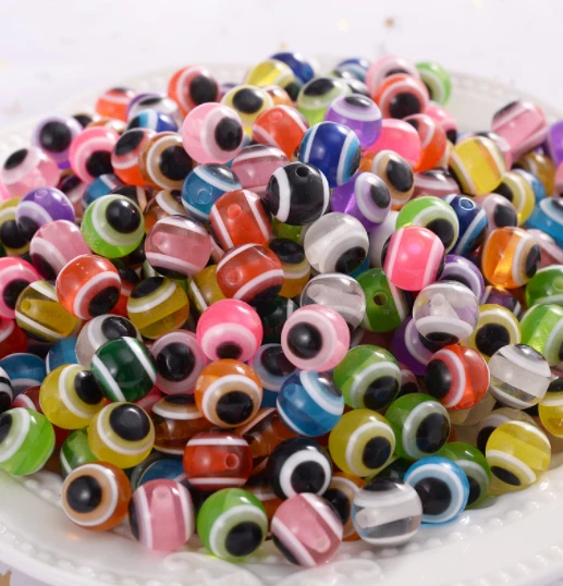 6mm 8mm 10mm 12mm Resin colorful round eye spacer loose beads  Jewelry Making - Image 2 of 4
