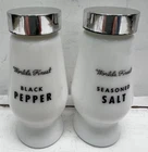 vintage milkglass marion kay house of flavors screw on tops salt & pepper shaker