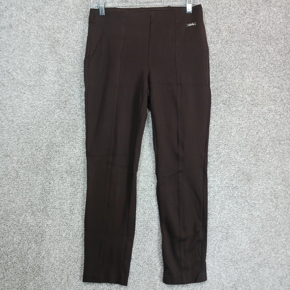 Pantalones Rafaella para mujer talla 4 marrón cómodo tejido elástico tiro medio tirar Foto 2 de 4