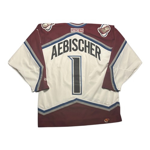 CCM Colorado Avalanche AEBISCHER #1 NHL Hockey Jersey Adulto L Bianco Canada Cucito - Foto 2 di 3