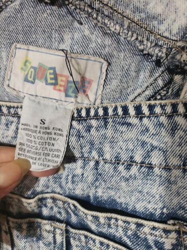 Amazing 80s Vintage Acid Wash Denim BiB Overalls Dress Jeans Small By SQUEEZE - Picture 2 of 6