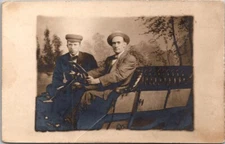 Two Dapper Gents Go for Motorcar Spin Real Photo rppc postcard