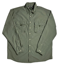 Eddie Bauer Mens XL Tall L/S Button Vented Wicking Shirt Roll-Up Sleeve Green