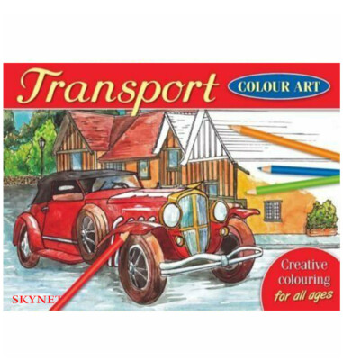 BRILLIANT QUALITY A4 TRANSPORT COLOUR ART THERAPY COLOURING BOOK RELAX
