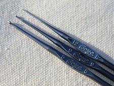Vintage Boye Black Steel Crochet Hook. Your choice. Made in USA 1942 collectable