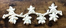 Rustic Cast Iron Coat Rack Key Hooks Hat Towel Wall Mount Ivy Vines White 13.5  