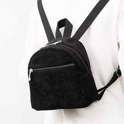 Mini Backpack Corduroy Backpack Purse Casual Daypack for Women Travel Satchel Ru