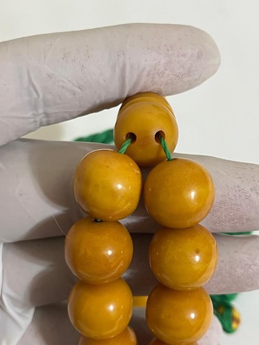 Genuine Antique Germany Cherry Amber 33 سبحة مسكي خام الماني أنتيك خراطة أفغاني - Picture 15 of 24