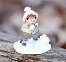 Wee Forest Folk AT THE READY, WFF# M-402b, Winter Snowball Mouse LTD 2024