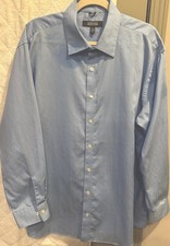 Kenneth Cole Reaction Men s Dress Shirt 17 1/2 32/33 Wrinkle Free Sky Blue