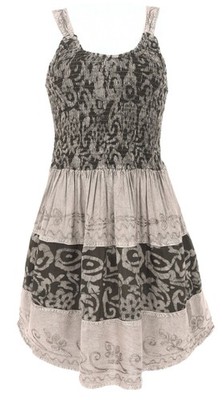 Besticktes indisches Minikleid Boho chic, Mittelalterkleid - grau