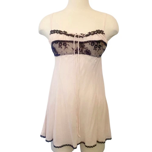 UNDERCOVER Abito slip vintage Y2K Victoria’s Secret damigella di seta rosa pallido bambino babydoll