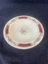 Homer Laughlin MAJESTIC Porcelain Brittany Floral Maroon Band 8" RIM SOUP BOWL b