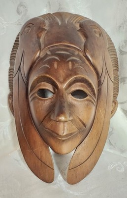  Mayan Tribal  Hand Carving Wood  Mask. vintage Guatemala mayas Folks  Art. 