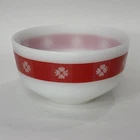 Red Gingham FEDERAL Milk Glass Mix Bowl Rare Vintage 1.5Qt Christmas Valentines