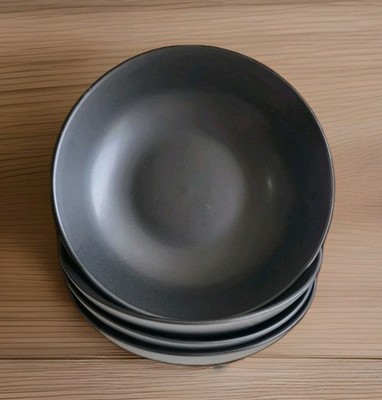 Pure Living Black Bowls Pasta Soup Salad Stonewear 8'' Interior Design Matte 4pc