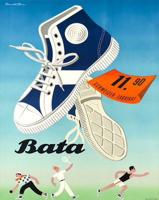Bata Sportschuh Poster Tennis Sneaker Werbung Wandbild - 12X16/16X20/18X24/24X36