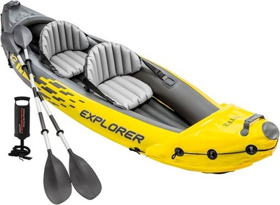 Intex Boot K2 Kajak, aufblasbares Kanu-Set 2 Personen + Ruder & Luftpumpe