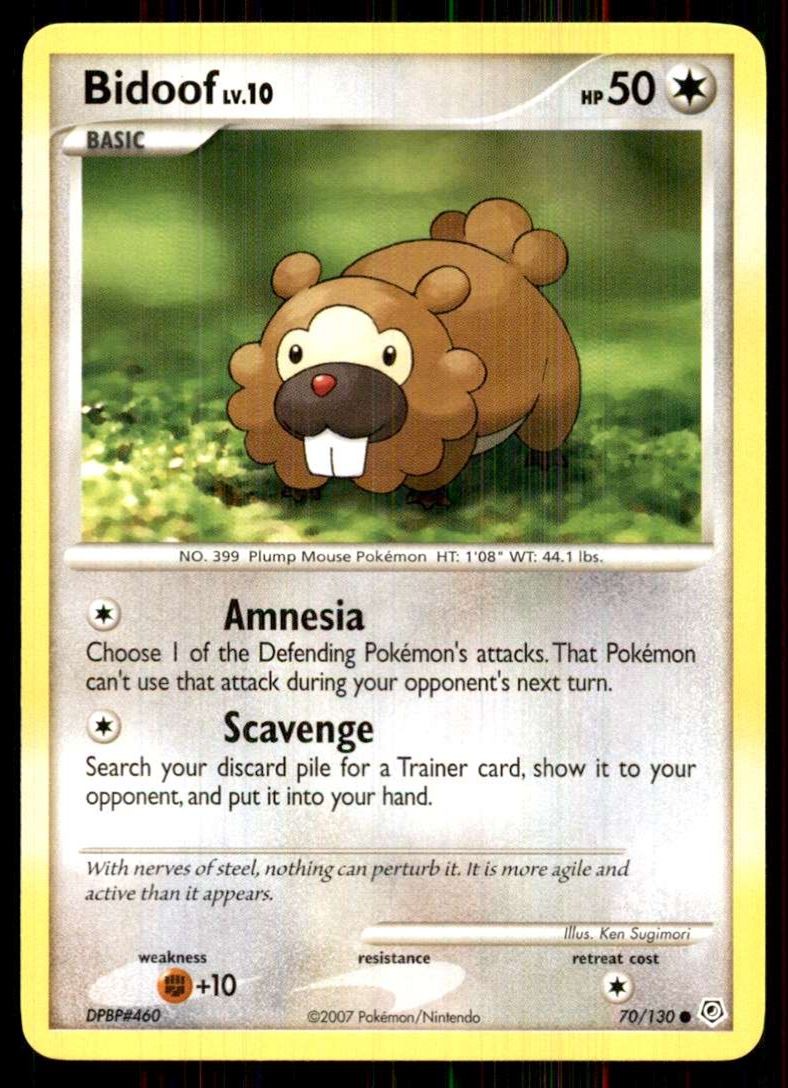 2007 Pokemon Diamond And Pearl Bidoof C #70