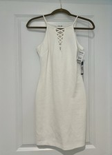 Guess White Bodycon Mini Dress Size 0 – Crisscross Front, Chevron Pattern, NWT