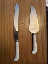Hallmark Cake Knife & Server Vintage  Porcelain handles  Stainless Steel blades 