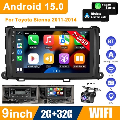 For 2011-2014 Toyota Sienna Car Stereo Radio Carplay Android 15 GPS Navigation