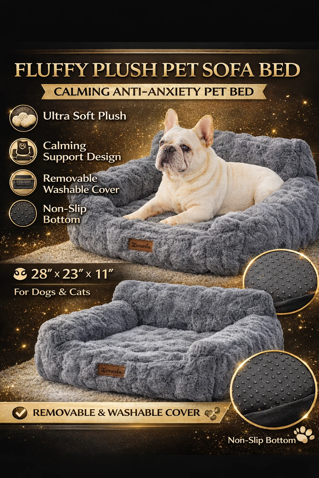 Fluffy Plush Pet Sofa Bed for Dogs & Cats, Calming Couch Bed with Removable Cove
Opens in a new wind