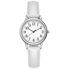 Women Quartz Watch Easy to Read Arabic Numerals Simple Dial PU Leather Strap Lad