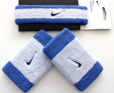Nike Swoosh Headband  Wristbands Set Ghost/Comet Blue/Blue Void Adult