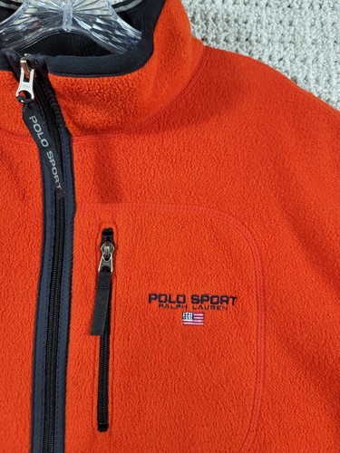 Polo Sport Ralph Lauren vintage anni 90 uomo 2XL full zip arancione giacca pile - Foto 3 di 9