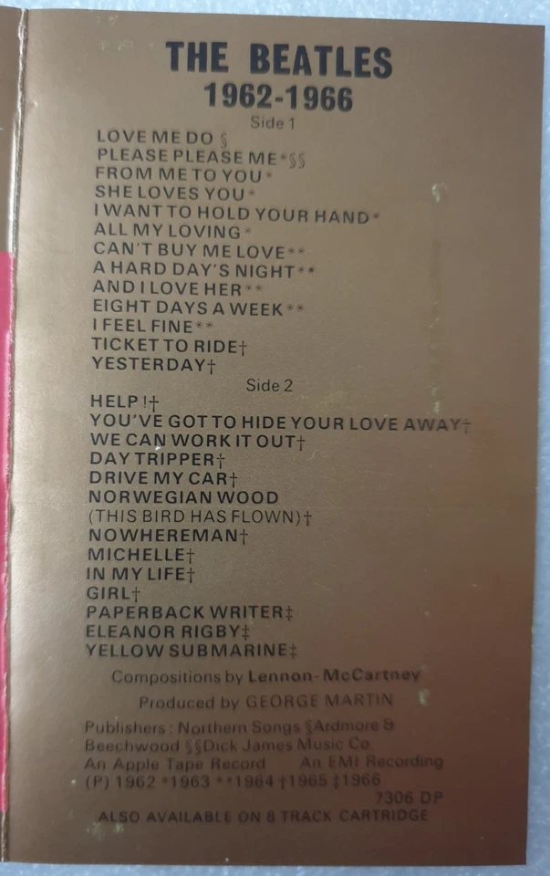 TWO BEATLES DOUBLE PLAY CASSETTES 1962-1966 & 1967-1970 WITH GOLD INLAYS - Image 4 of 4