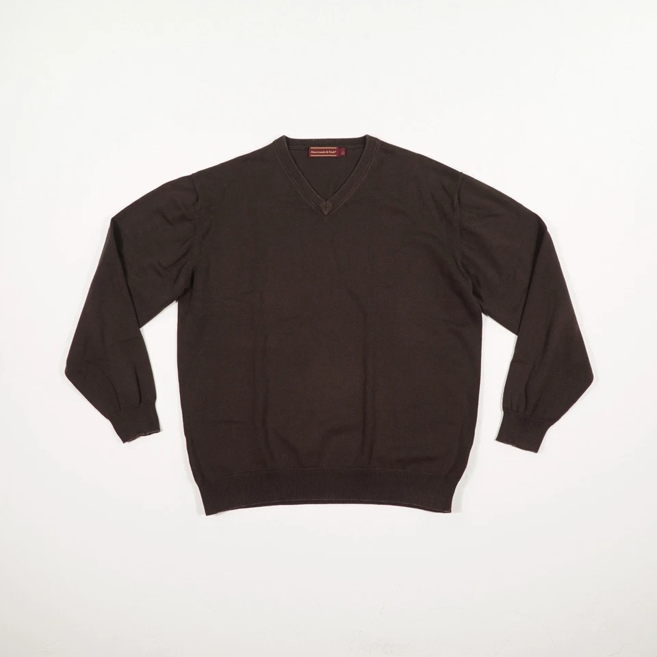 Abercrombie & Fitch Herren Pullover Gr. L Braun Baumwolle V-Ausschnitt Feinstric - Bild 1 von 4