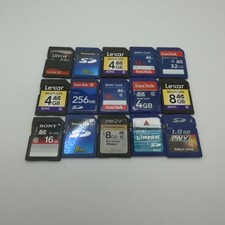 Lot of 15 Miscellaneous SD Cards Brands Include Sandisk Lexar - Untested - GC385