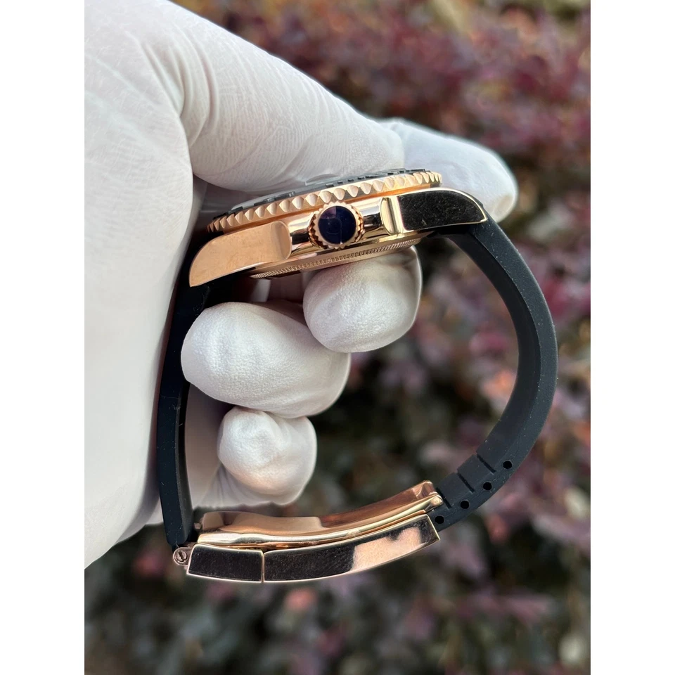 Seiko NH35 Diver Mod 40mm Black Dial Rose-Tone Case Ceramic Bezel Rubber  UNWORN - Image 3 of 4