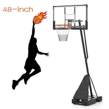 48" Basketball Hoop Portable 4.92-10ft  Adjustable Height with Wheels