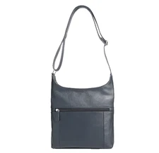 Giani Bernini Nappa Leather Soft Crossbody Bag Navy Blue Zipper Closure