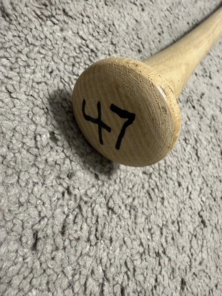 BATE DE BÉISBOL TOM GLAVINE NEW YORK METS JUEGO USADO EMITIDO GENUINO R205 CORTE LANZADOR Foto 4 de 4