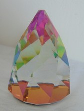 SWAROVSKI RIO  MULTI COLOUR CONE PAPERWEIGHT  SILVER CRYSTAL HEIGHT 8CM 010138