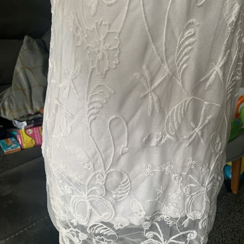 Ladies Dressy Lined Sheer Cream Dress Size Small From H&M - Picture 5 of 8