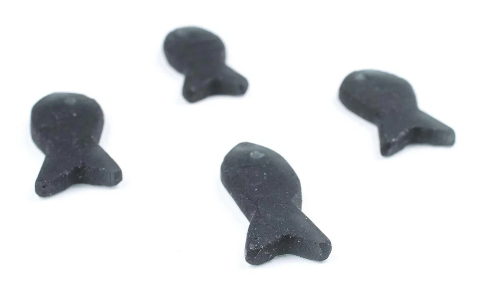 Juego de 4 colgantes de peces de vidrio del Mar Negro Indonesia agujero grande Foto 3 de 3