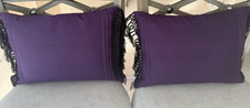 Two Lauren Ralph Lauren Purple Silk Pillows 12 X 16 plus 4" Decorative Fringe