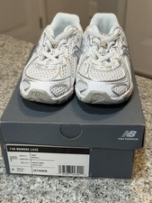 New Balance 740 Bungee Lace Toddler Shoes White Silver Metallic Size 7C IZ740WM
