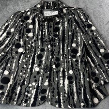 Trina Turk Grey Black White Abstract Print Short Sleeve Jacket 296140NA RN 93415