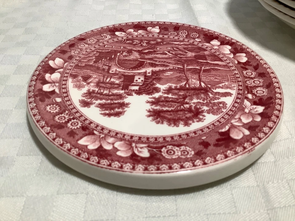 "Sello ovalado de remache redondo Copeland Spode Tower rosa 5 7/8"" Inglaterra RARO" Foto 4 de 4