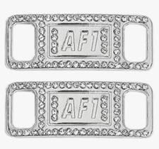 Nike AF1 Replacement Lace Tags Shoe badge SILVER Air Force Ones Dubraes Diamonds