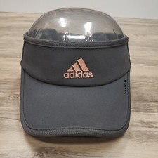 Adidas Visor Cap Hat Strap Back Gray Pink Logo Adjustable Lightweight
