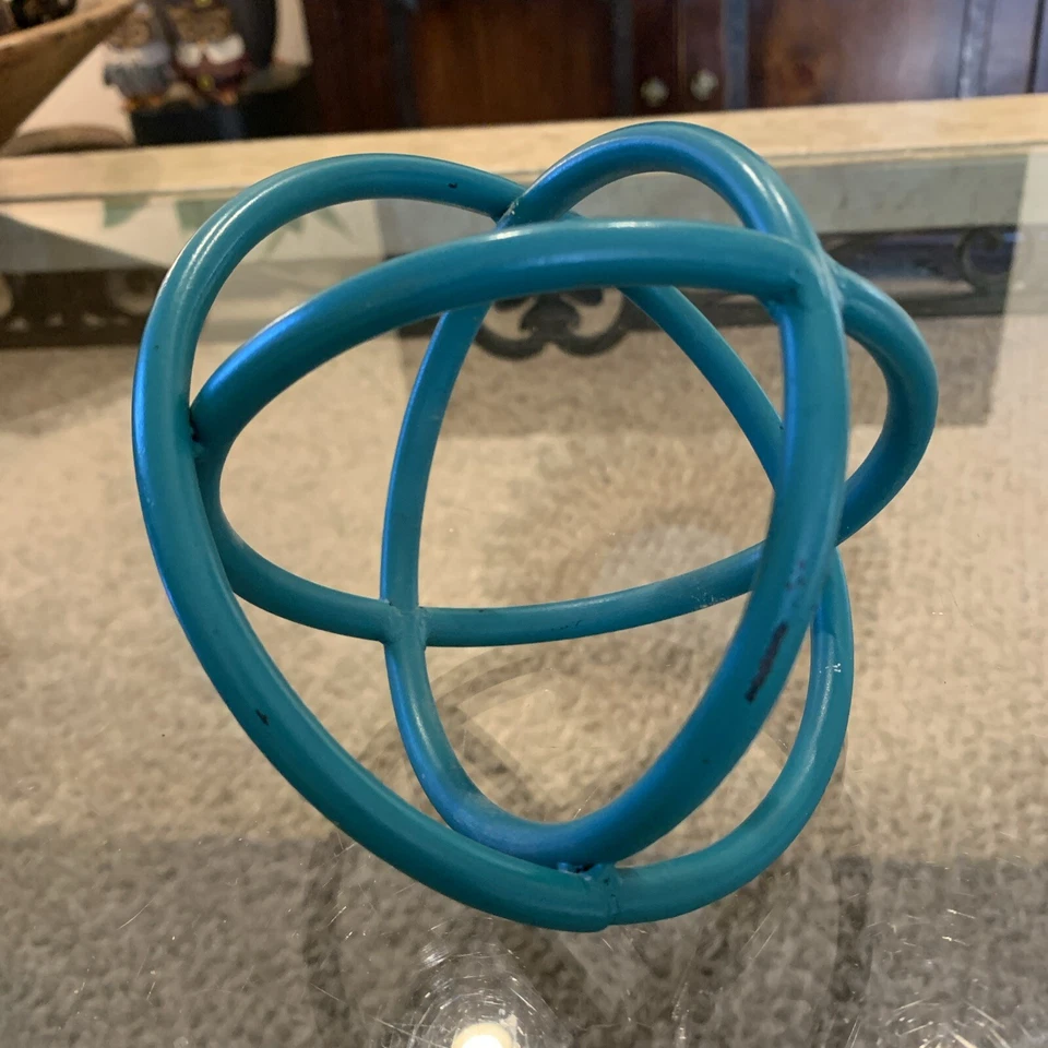 "Esfera metálica decorativa bola orbe 5-6"" envejecida decoración del hogar azul turquesa verde" Foto 2 de 4