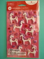 Unicorn Sticker Pack (2) Sheets Dimensional Puffy Vinyl Glitter - Sealed AGC